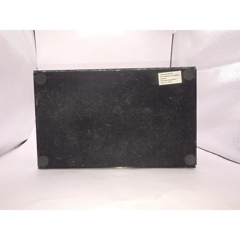 Vintage Glam Speckled Glass Trinket Box Beveled Panels Jewelry Box Silver Black